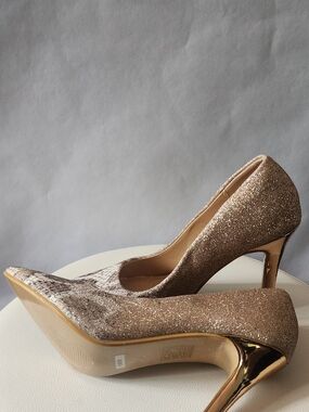 Women's Glitter High Heel Pumps in Rose Gold